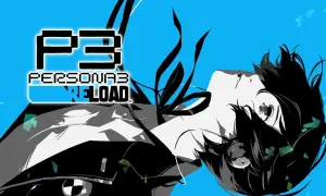 El logo de Persona 3 Reload con un personaje anime de pelo negro mirando hacia arriba.