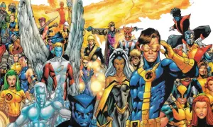 Un grupo diverso de mutantes de X-Men Marvel, incluyendo a Cíclope, Tormenta, Lobezno y Bestia, se preparan para la batalla.