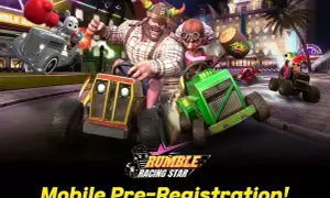 Personajes caricaturescos compiten en un rumble rush de karts. ¡Pre-registro móvil disponible!