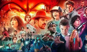 El elenco de Stranger Things, con Eleven al frente, esperando ansiosamente cuándo sale Stranger Things 5. El Demogorgon acecha.