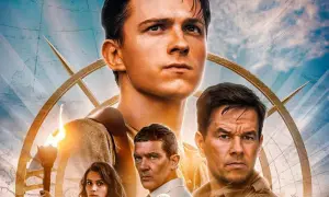 El póster de la película Uncharted 2 muestra a Tom Holland, Mark Wahlberg y Antonio Banderas, listos para una aventura.