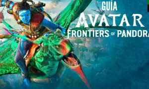 Guía de Avatar: Frontiers of Pandora. Un Na'vi surca los cielos de Pandora sobre una criatura alada, explorando el mundo del juego.