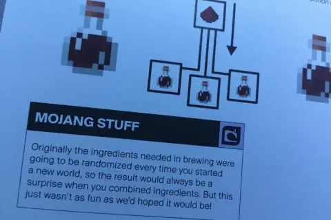 Pociones de Minecraft y un diagrama de elaboración.