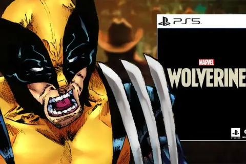 Wolverine de Marvel, con sus garras listas, aparece junto a la portada del juego para PS5.
