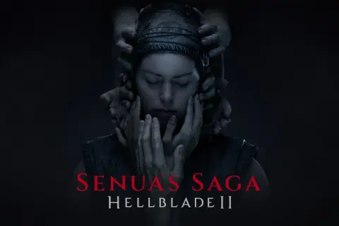 Senua, con los ojos cerrados y rodeada de manos que la sujetan, se prepara para su viaje en Hellblade 2.