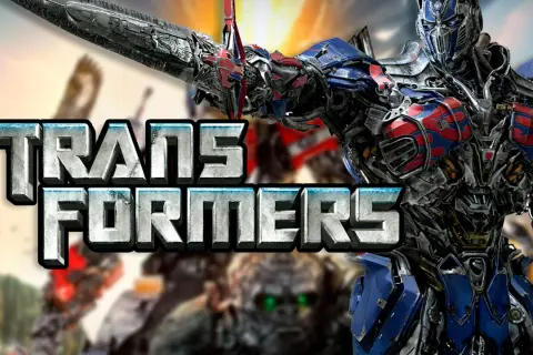 Optimus Prime, listo para la batalla, con el logo de Transformers 6.