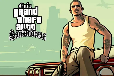 CJ de Grand Theft Auto: San Andreas, con tatuajes y arma, listo para usar trucos San Andreas PS5.