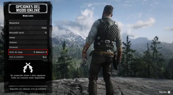 Menú de Red Dead Redemption 2: Estilo de juego "Defensivo". Una guía para el modo online.