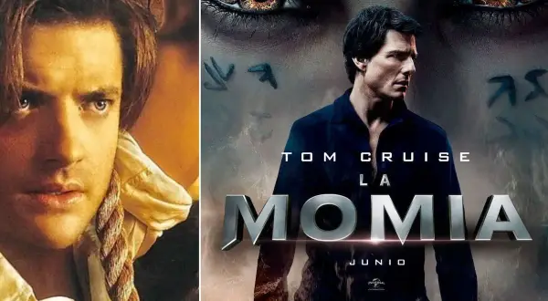 Comparación de dos películas: Brendan Fraser en "La Momia" (1999) y Tom Cruise en "La Momia" (2017).