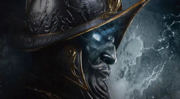Un conquistador con ojos brillantes y un casco ornamentado, listo para explorar un nuevo mundo.