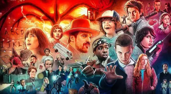 El elenco de Stranger Things, con Eleven al frente, esperando ansiosamente cuándo sale Stranger Things 5. El Demogorgon acecha.