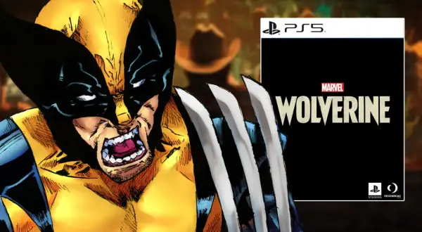 Wolverine de Marvel, con sus garras listas, aparece junto a la portada del juego para PS5.