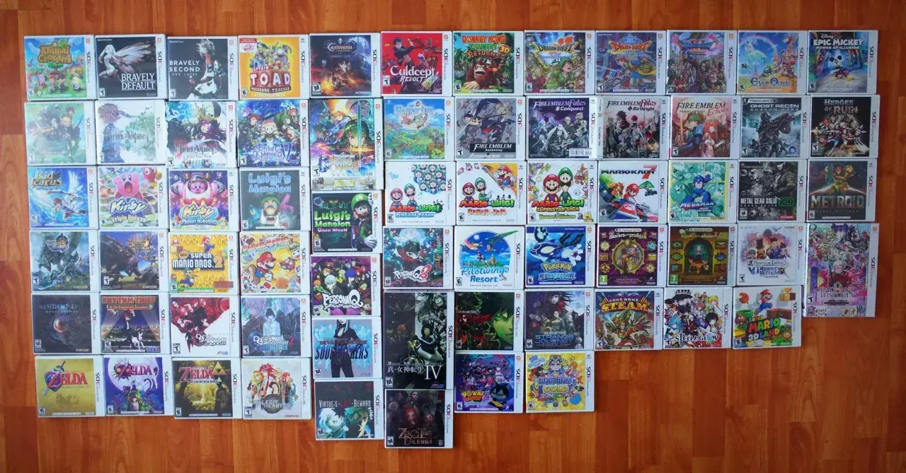 Colección de juegos 3DS: Animal Crossing, Bravely Default, Kirby, Luigi's Mansion, Super Mario Bros. 2, Pokémon, Zelda y más.