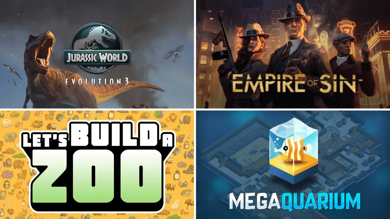 Jurassic World Evolution 3, Empire of Sin, Let's Build a Zoo y Megaquarium, algunos de los mejores juegos de gestión.