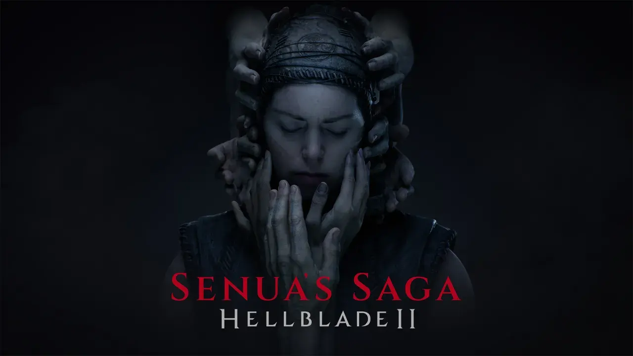 Senua, con los ojos cerrados y rodeada de manos que la sujetan, se prepara para su viaje en Hellblade 2.