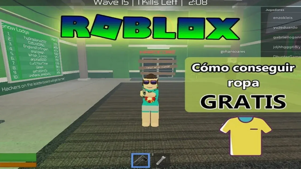 Avatar de Roblox con texto: "Cómo conseguir ropa GRATIS". Aprende cómo crear ropa en Roblox.