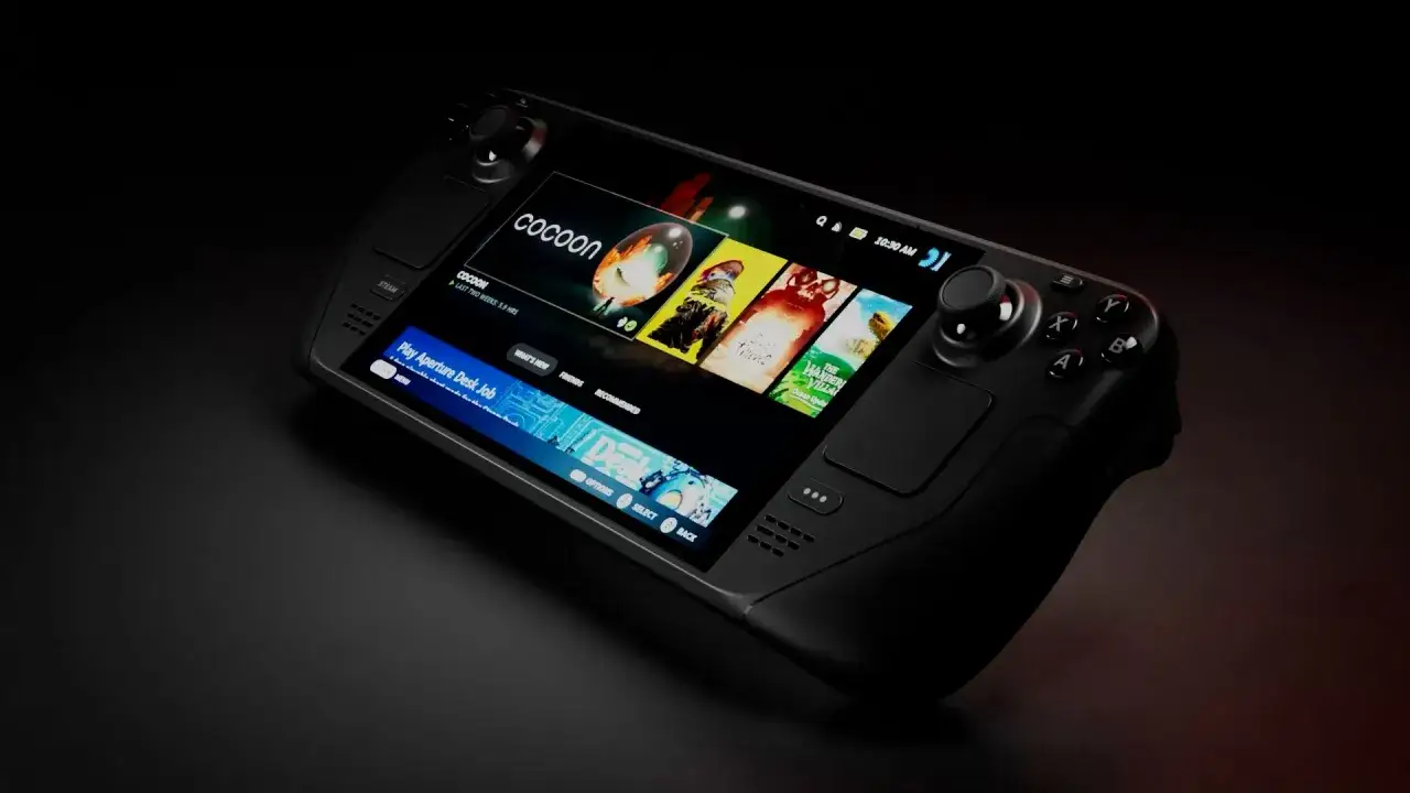 La consola portátil Steam Deck 2 muestra la interfaz de juegos, con