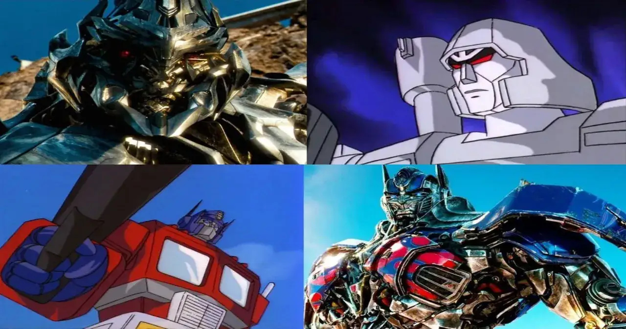 Comparaci&oacute;n de Megatron y Optimus Prime en diferentes versiones de Transformers 6.