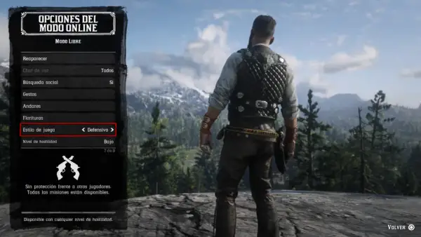 Menú de Red Dead Redemption 2: Estilo de juego "Defensivo". Una guía para el modo online.