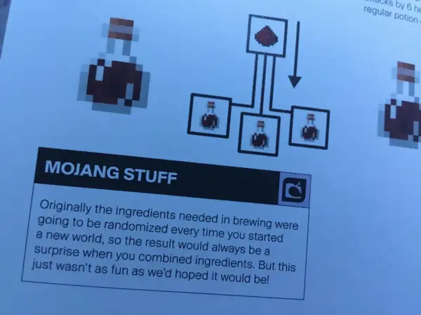 Pociones de Minecraft y un diagrama de elaboración.