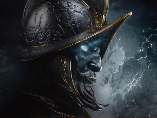 Un conquistador con ojos brillantes y un casco ornamentado, listo para explorar un nuevo mundo.