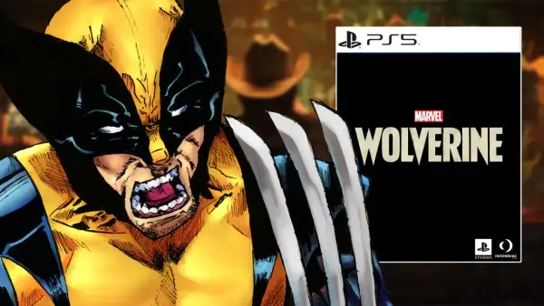Wolverine de Marvel, con sus garras listas, aparece junto a la portada del juego para PS5.