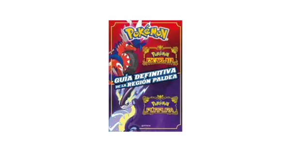 Guía definitiva de la Región Paldea de Pokémon Púrpura, con arte de Koraidon y Miraidon.