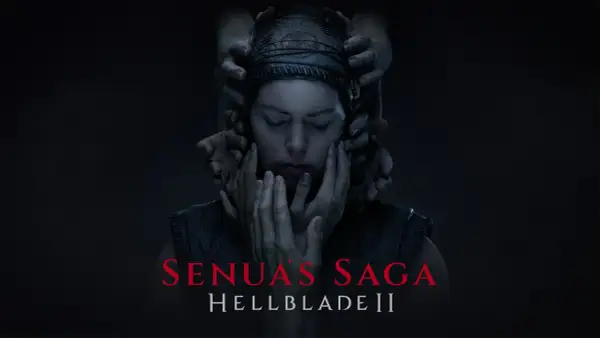 Senua, con los ojos cerrados y rodeada de manos que la sujetan, se prepara para su viaje en Hellblade 2.