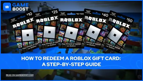 Tarjetas de regalo Roblox de varios valores ($10, $25, $40, $50) para canjear y jugar.